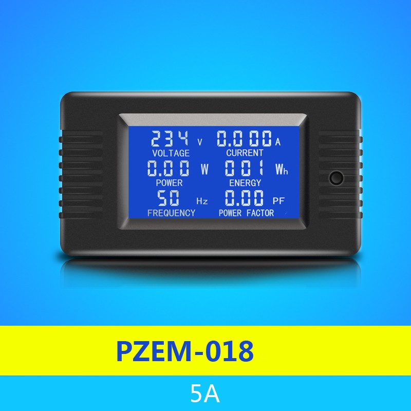 Peacefair PZEM-018 5A Single Phase 6in1 Volt Amp Watt Energy Wattmeter Ammeter Digital Panel Ampere Meter