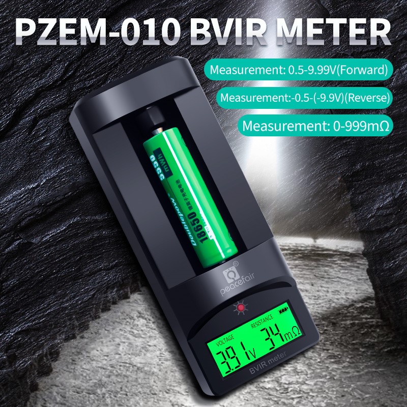 Peacefair PZEM-010 Chargeable LCD Display Voltage Internal Resistance Tester BVIR Meter 18650 Lithium Battery Monitor